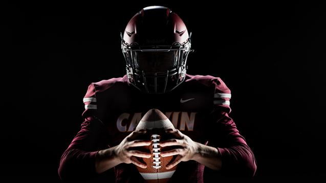 Calvin University Football Player in Shadowed Light