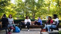 Calvin University students on campus in Grand Rapids, Michigan