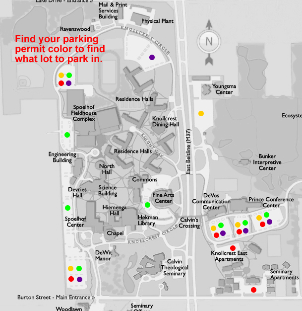 Campus parking by permit color