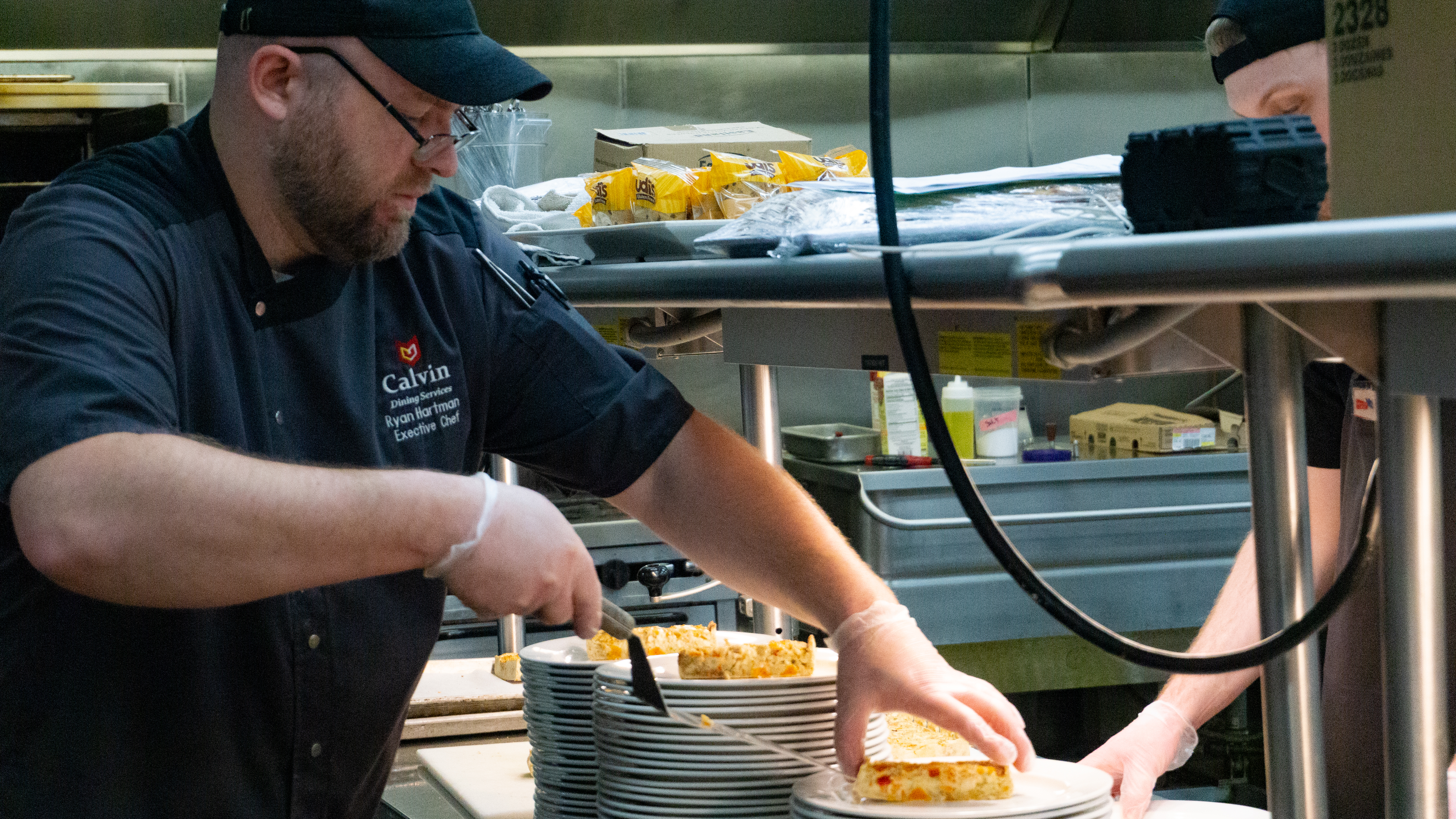 Prince catering staff in the kitchen.